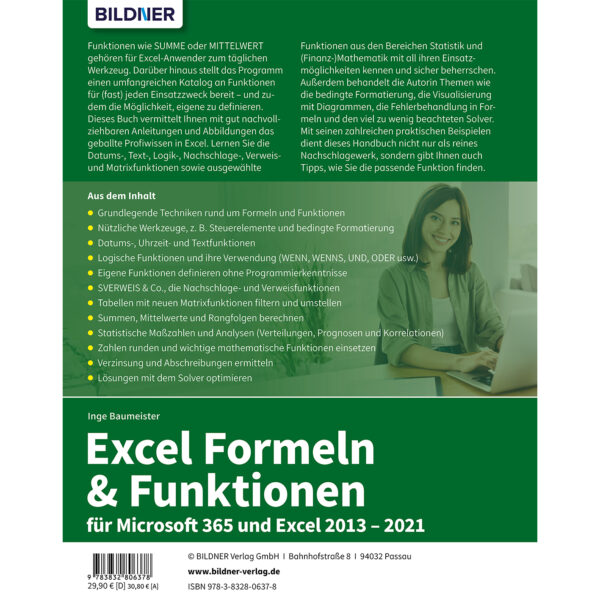 Excel Formeln & Funktionen Buch Backcover (100651)