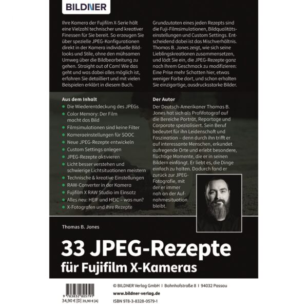 33 JPEG-Rezepte für Fujifilm X-Kameras Buch Backcover (Artikel 100603)