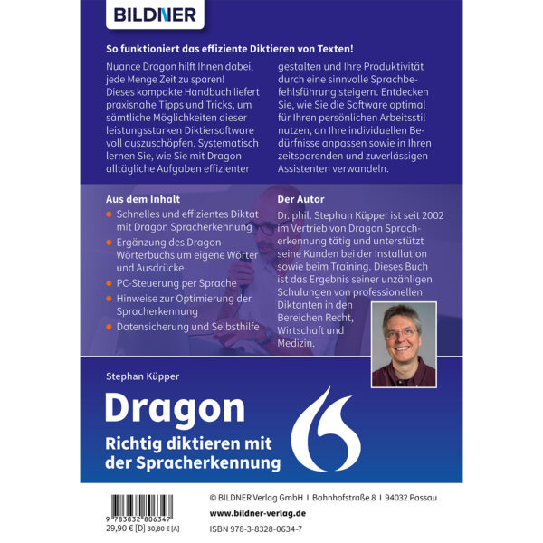 Dragon - Richtig diktieren mit der Spracherkennung Buch Backcover (100648)