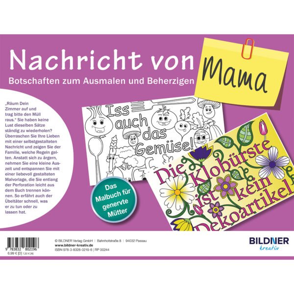 Nachricht von Mama – Botschaften zum Ausmalen und Beherzigen Backcover (100244)