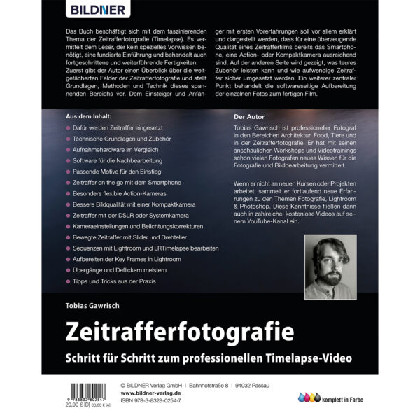 Zeitrafferfotografie - Schritt für Schritt zum professionellen Timelapse-Video Buch Backcover (100276)