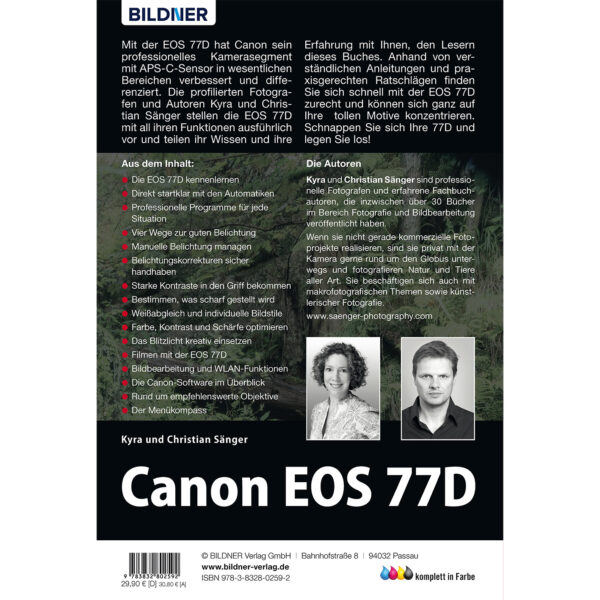 Canon EOS 77D Buch Backcover (100281)