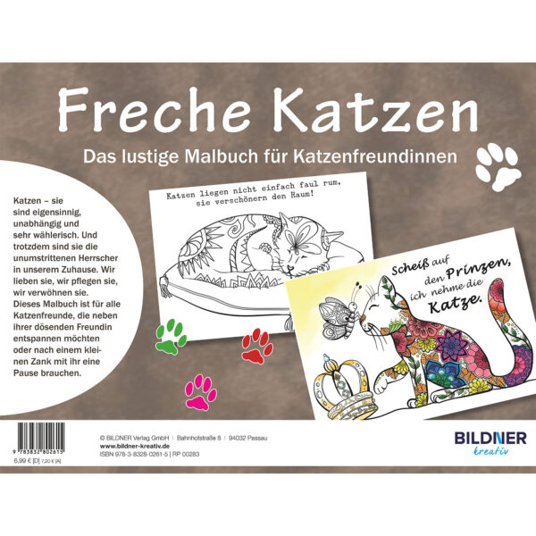 Freche Katzen: Das lustige Malbuch für Katzenfreundinnen Backcover (100283)