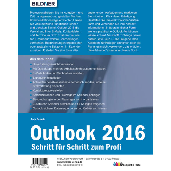 Outlook 2016 - Schritt für Schritt zum Profi Buch Backcover (100314)