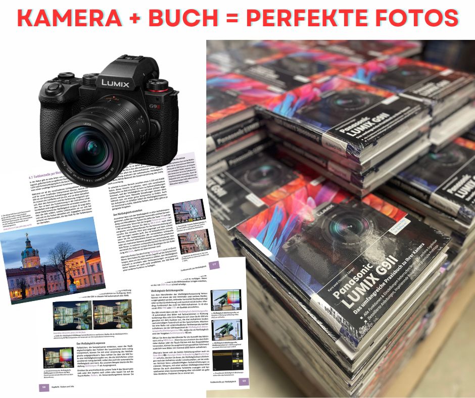 Gehen Sie mit Ihrer Lumix G9 II und unserem Praxisbuch auf Fototour! Beste Bild- und Videoergebnisse und jede Menge Foto-Freude sind garantiert!