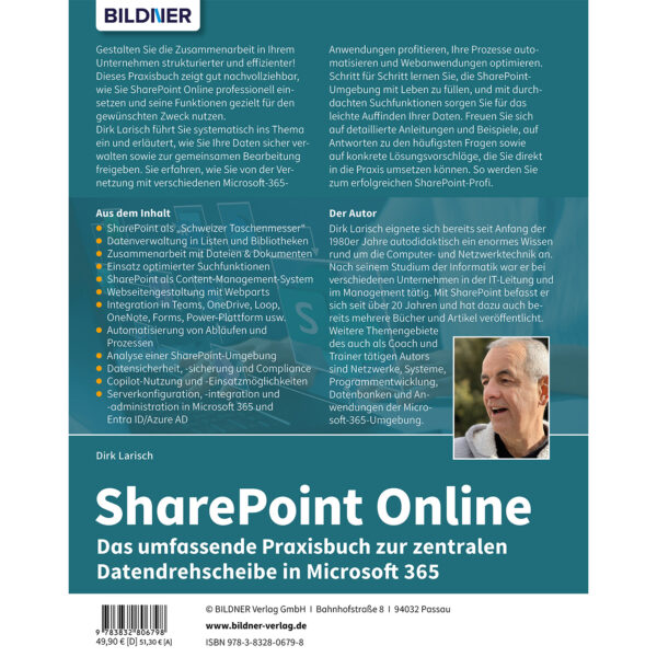 Sharepoint Online - Das umfassende Praxisbuch zur zentralen Datendrehscheibe in Microsoft 365 Buch Backcover (100695)